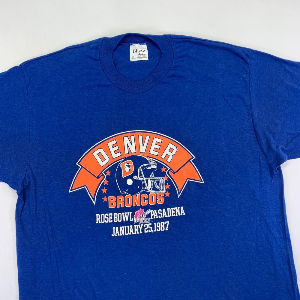 Vintage 1987 Denver Broncos Rose Bowl T Shirt Mens‎ XL Football NFL Graphic